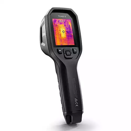 FLIR TG165-X Thermal Camera imaging tool for temperature anomalies, with Bullseye laser, 50,000 image storage and rechargeable Li-ion Battery