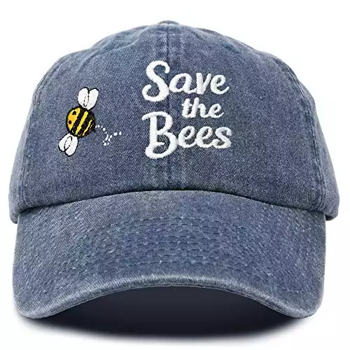 DALIX Save Bees Baseball Cap Dad Hat Embroidered Womens Girls Blue Vintage
