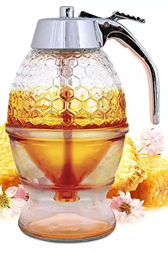 Hunnibi Honey Dispenser - Beautiful Honey Comb Shaped Honey Pot