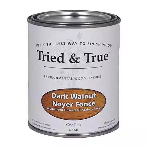 Tried & True Stain + Finish - Dark Walnut - Pint - Natural Stain & Oil Finish for Wood, Pigmented Danish Oil, Food Safe, Solvent Free, VOC Free, Dye Free Wood Stain, Linseed Oil & Pigments