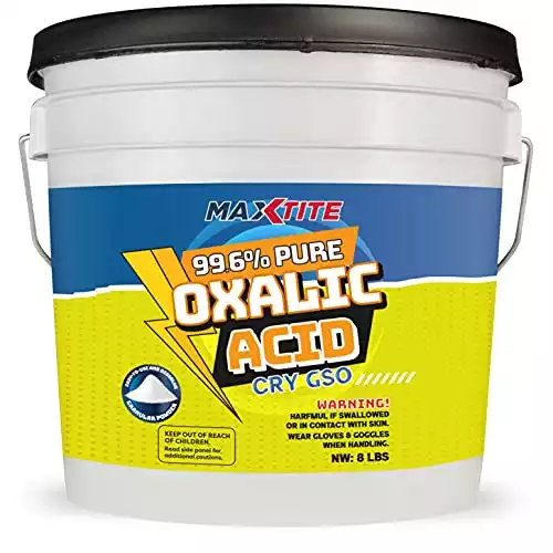 Oxalic Acid (8 lbs) 99.6% Pure - Metal & Wood Cleaning and Bleaching, Rust Removal (C2H2O4) - HDPE Container w/Resealable Child Resistant Cap