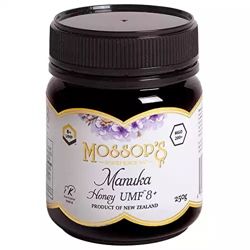 PRI Mossop’s Manuka Honey UMF 8+, MGO 200+ New Zealand Raw Monofloral Manuka Honey, 250g