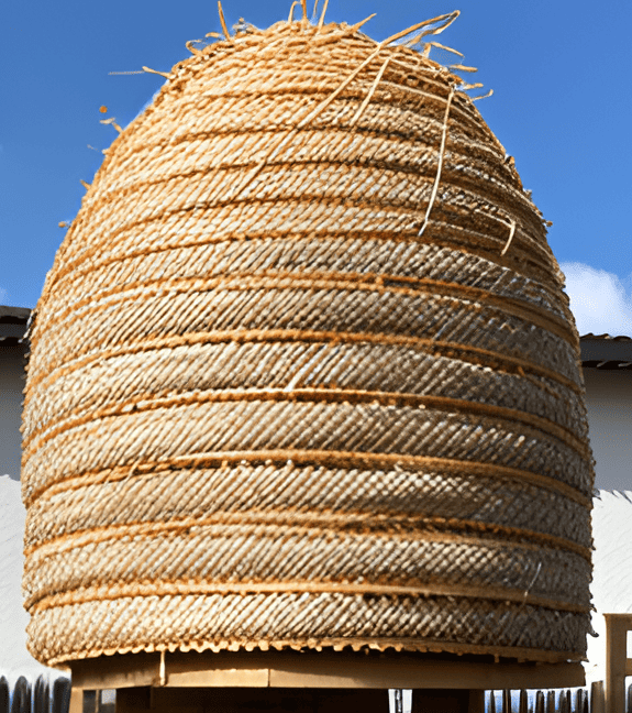 Bee skep outside the house